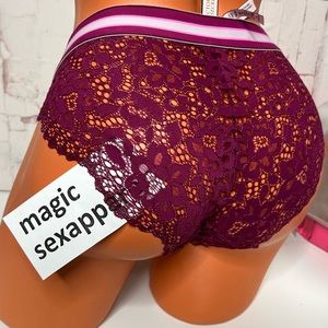 VS S M XL BODY BY VICTORIA BANDED SHINE FOIL BIKINI PANTY FLORAL LACE